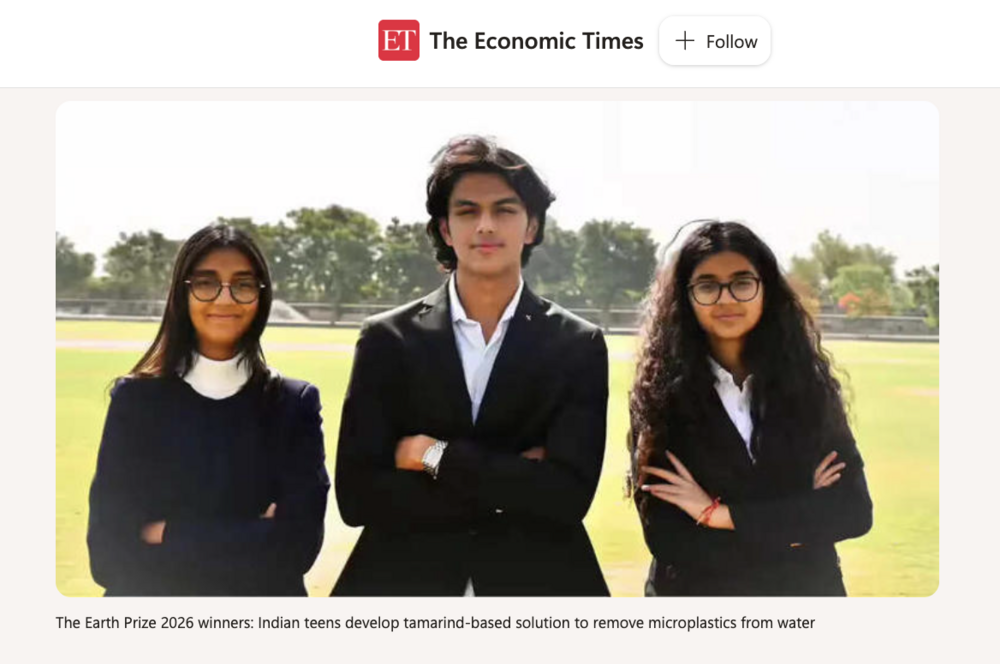 The Earth Prize 2026 winners: Indian teens develop tamarind-based solution to remove microplastic...