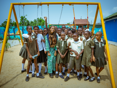 Africa Winner Amara Nwuneli at her pilot park opening with students in Ikota, Nigeria. Photo by Peter Okosun