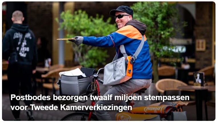 Postbodes bezorgen twaalf miljoen stempassen voor Tweede Kamerverkiezingen