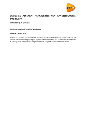 Notificatie intrekking agendapunt