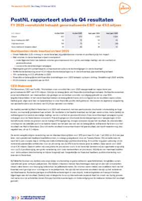 PostNL Persbericht Q4 & FY 2025