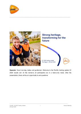 260428 PostNL 1Q2026 Trading update Analyst Call
