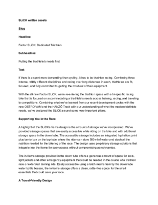 SLiCK written assets