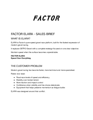 Factor Elara Sales Brief
