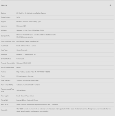 Black Inc 48.58 Specs