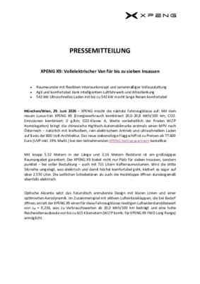 XPENG X9 Produktübersicht