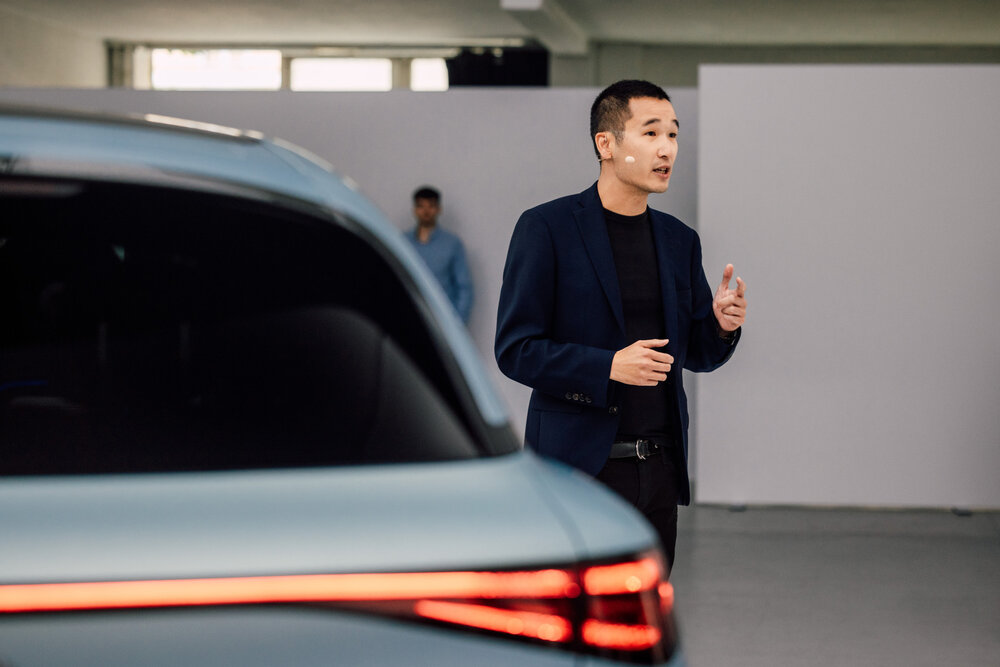 Xuan-Zhen Goh presenting the smart #3 at IAA 2023 in Munich