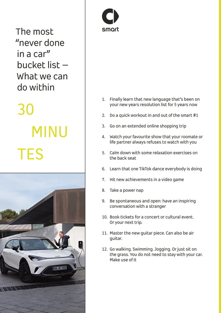 The most never done bucket list: 12 suggestions on what to do in 30 min.