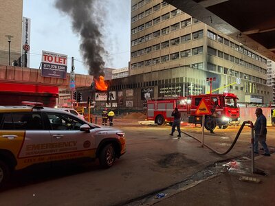 Emergency services respond to an alleged transformer explosion and subsequent building fire in the Johannesburg CBD on Friday morning, 6 February 2026..jpg