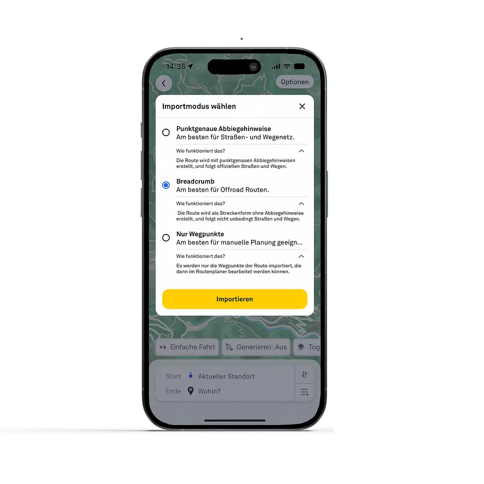 Breadcrumb Import von GPX Dateien