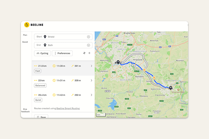 Beeline Online-Routenplaner