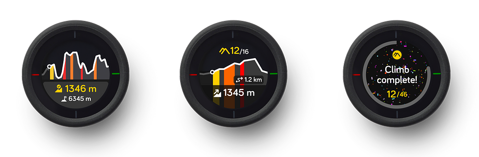 View hills and gradients as you ride. Celebrate reaching the top of each one.